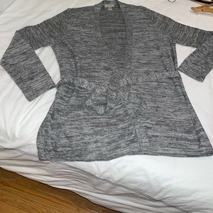Loft grey sparkle cardigan cotton with tie waist XL